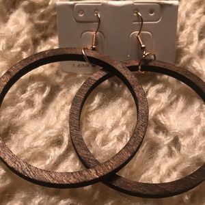 Round Wooden Dangle Earrings